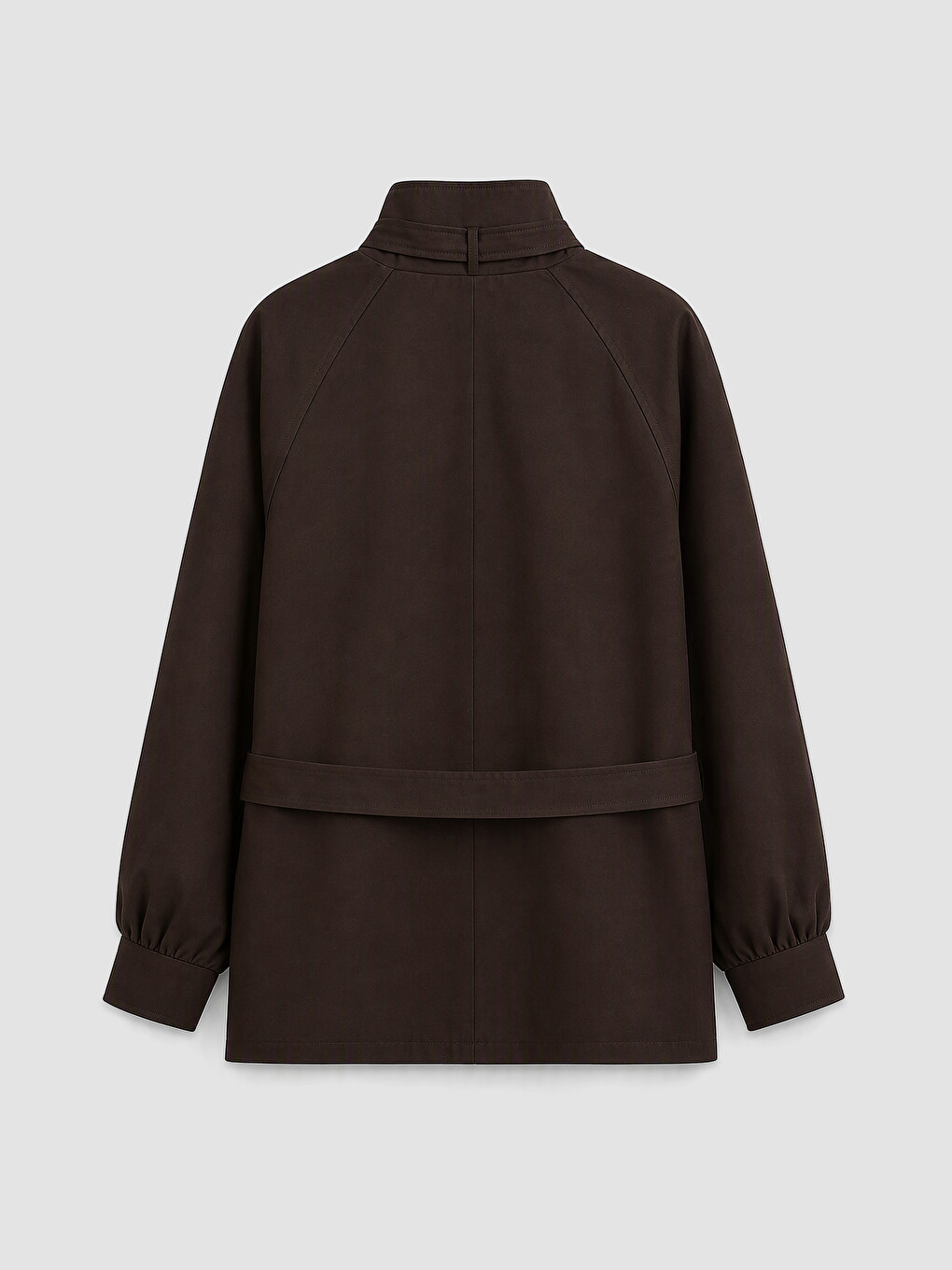 Mock Neck Belted Women's Trench Coat-1