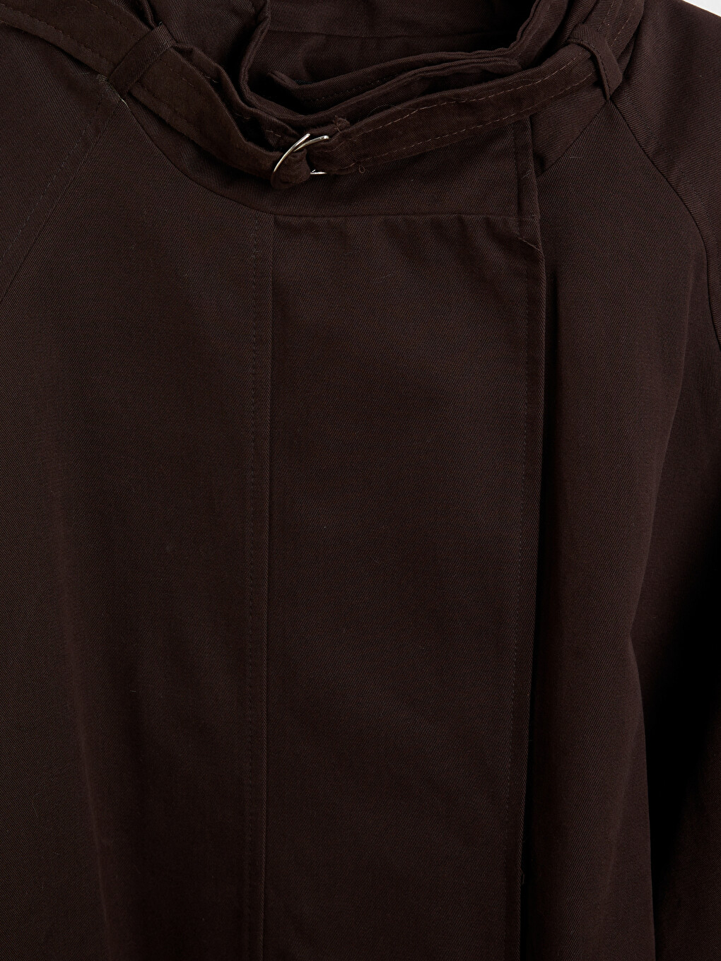 Mock Neck Belted Women's Trench Coat-2