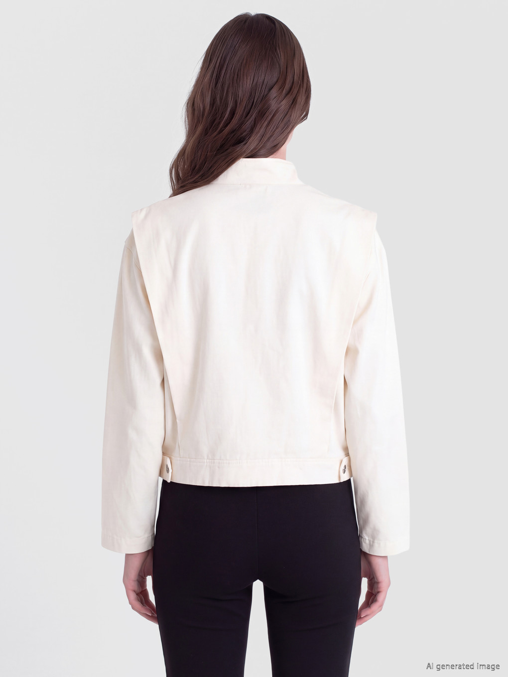 LCW Modest Ekru Dik Yaka Oversize Kadın Yağmurluk - W6JL03Z8-FDP | LCW