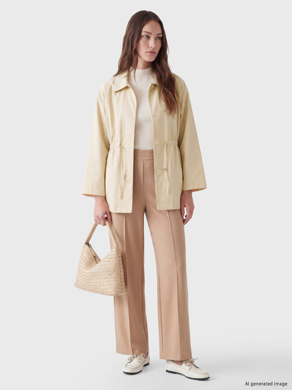 Shirt Collar Oversize Women's Trench Coat-1