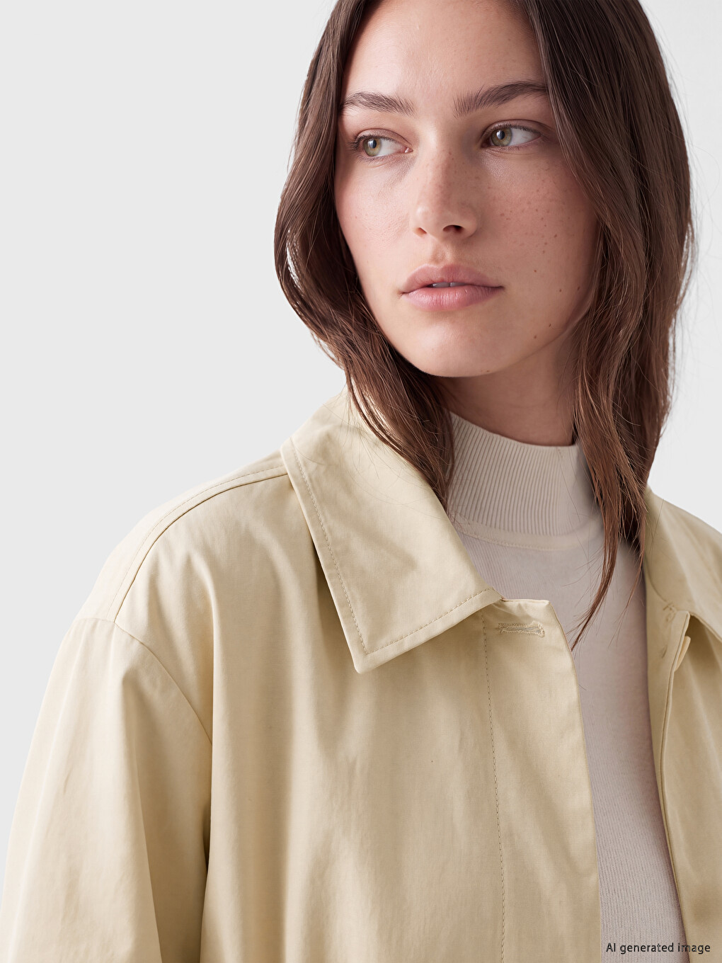 Shirt Collar Oversize Women's Trench Coat-2