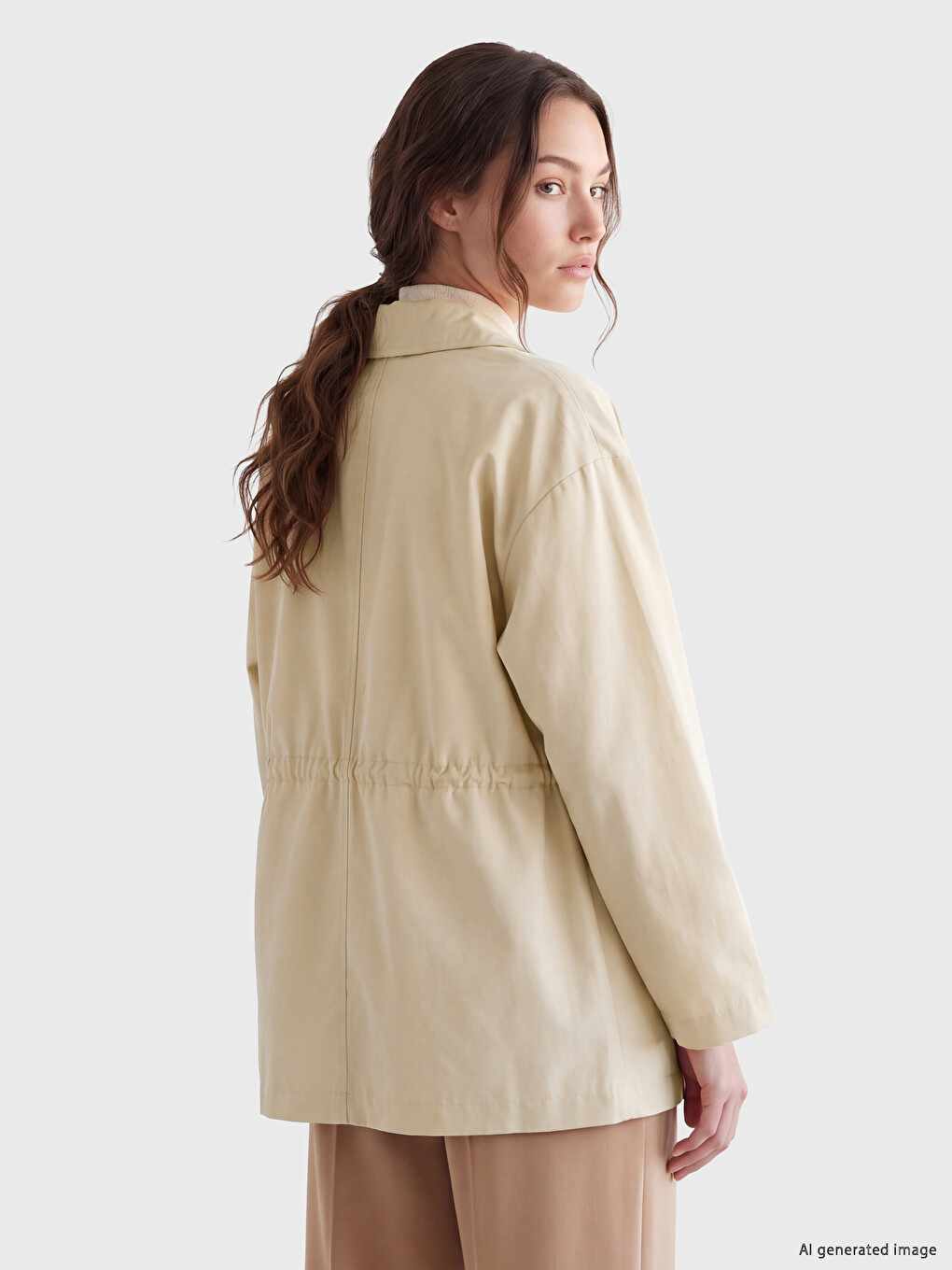 Shirt Collar Oversize Women's Trench Coat-3