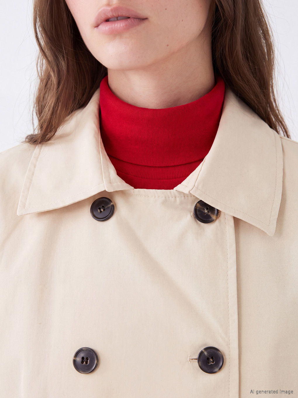 Bej Kruvaze Yaka Oversize Kadın Trençkot-4