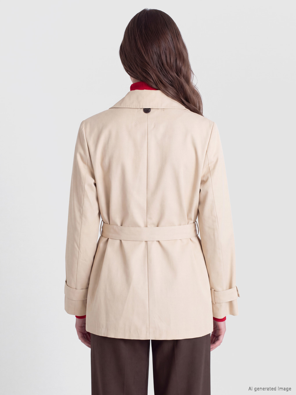 Bej Kruvaze Yaka Oversize Kadın Trençkot-6