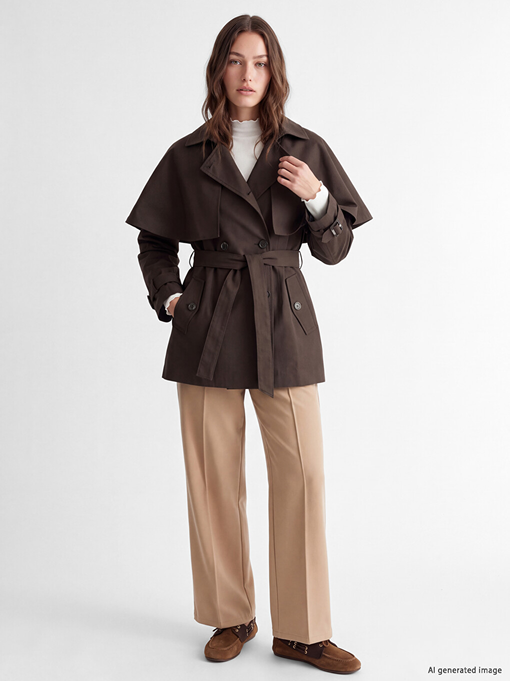 Woman Brown Trench Coat-1
