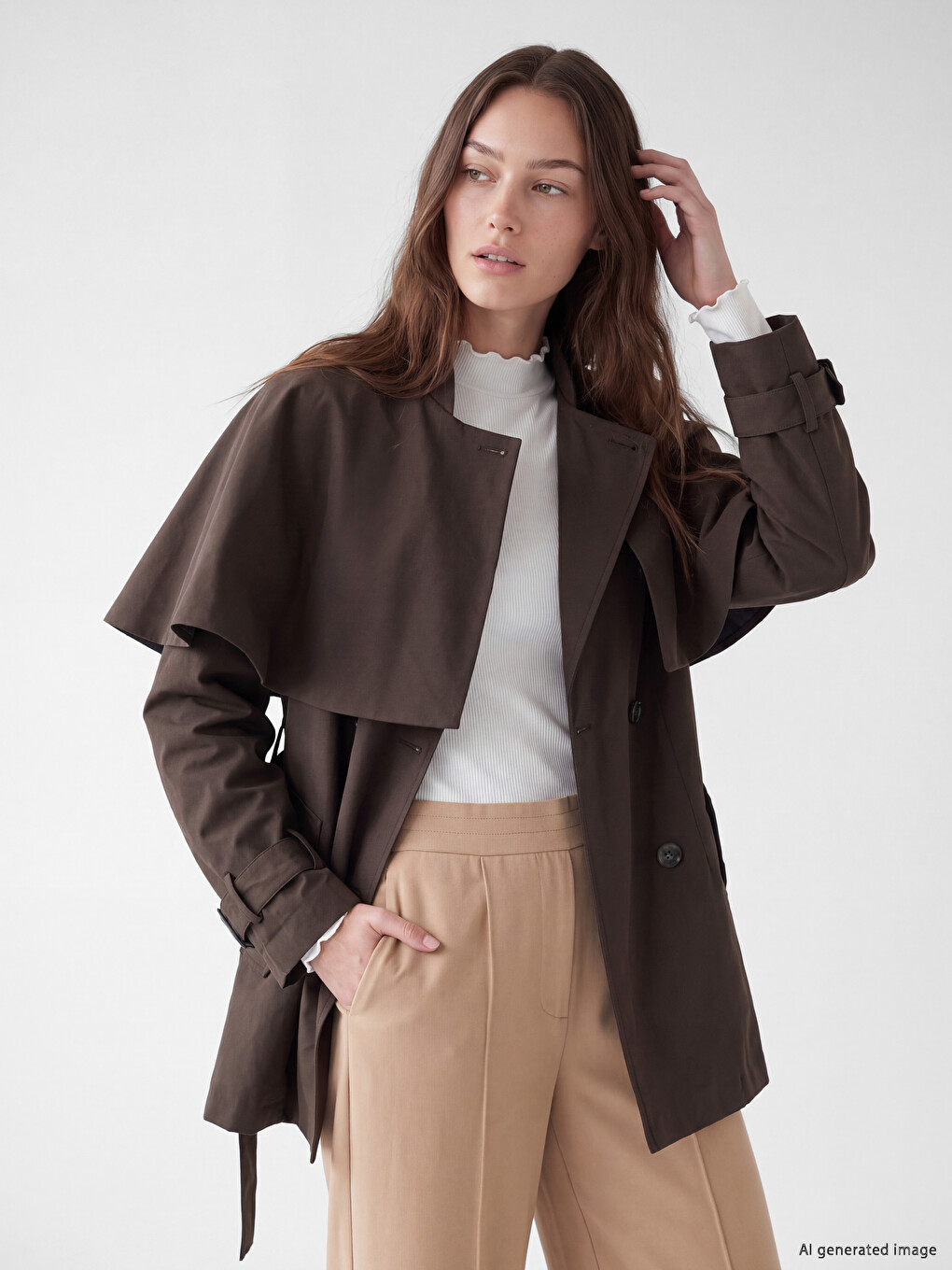 Woman Brown Trench Coat-3