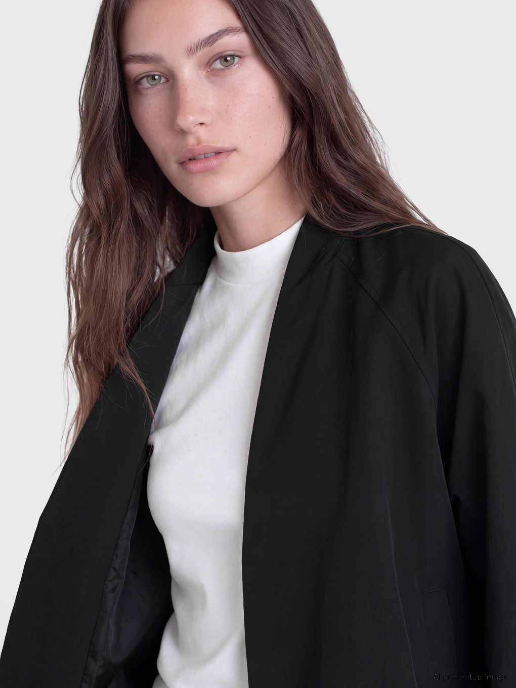 Double Breasted Collar Oversize Women's Raincoat-2