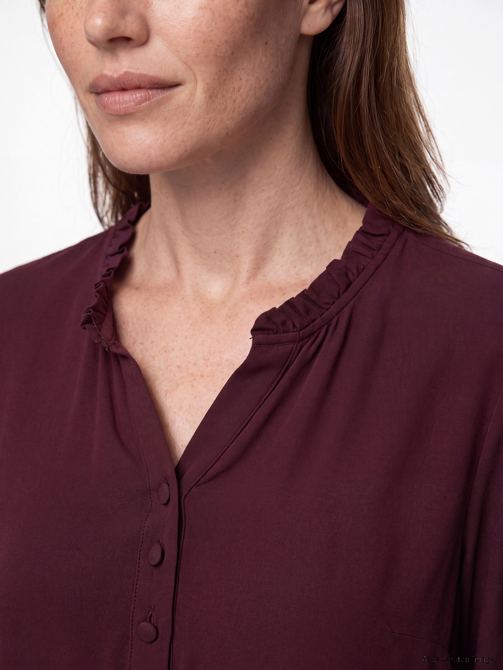 Ruffled Notch Neck Blouse-2