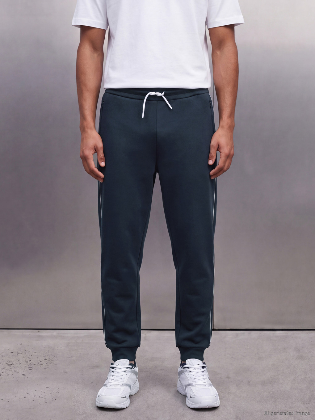 Lacivert Loose Fit Erkek Jogger Eşofman Altı-1