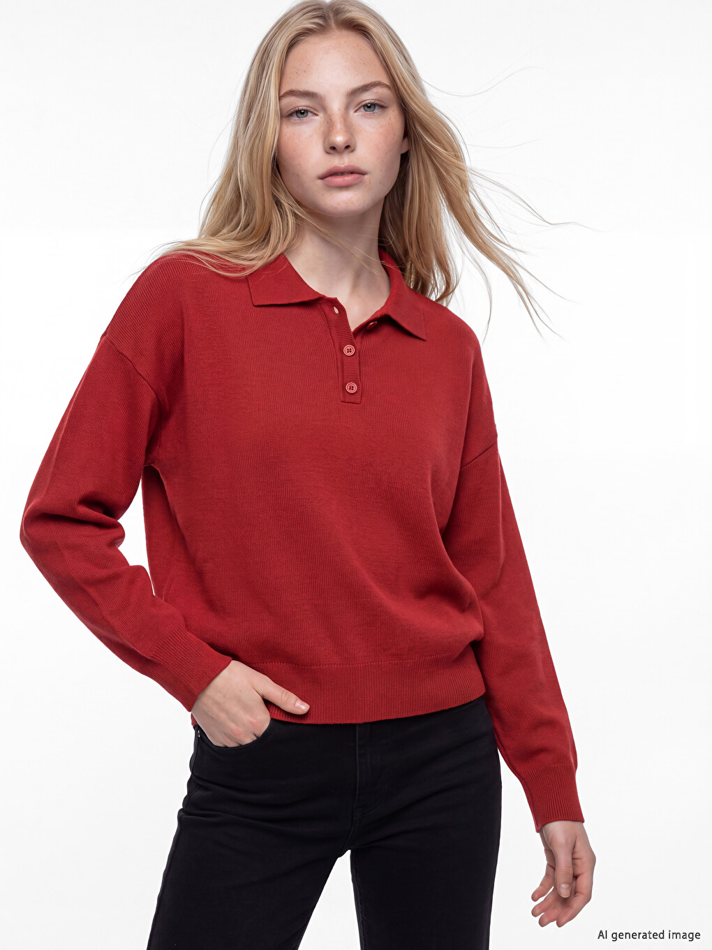 Pulover Tricotat Cu Guler Polo Pentru Femei