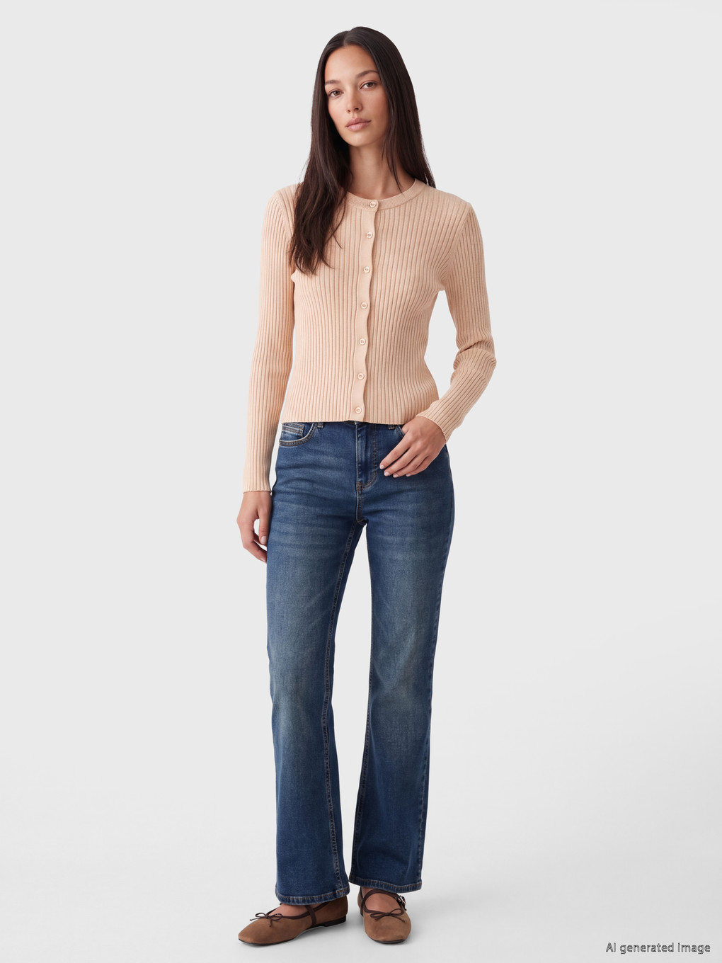 Crew Neck Ribbed Knitwear Cardigan-1