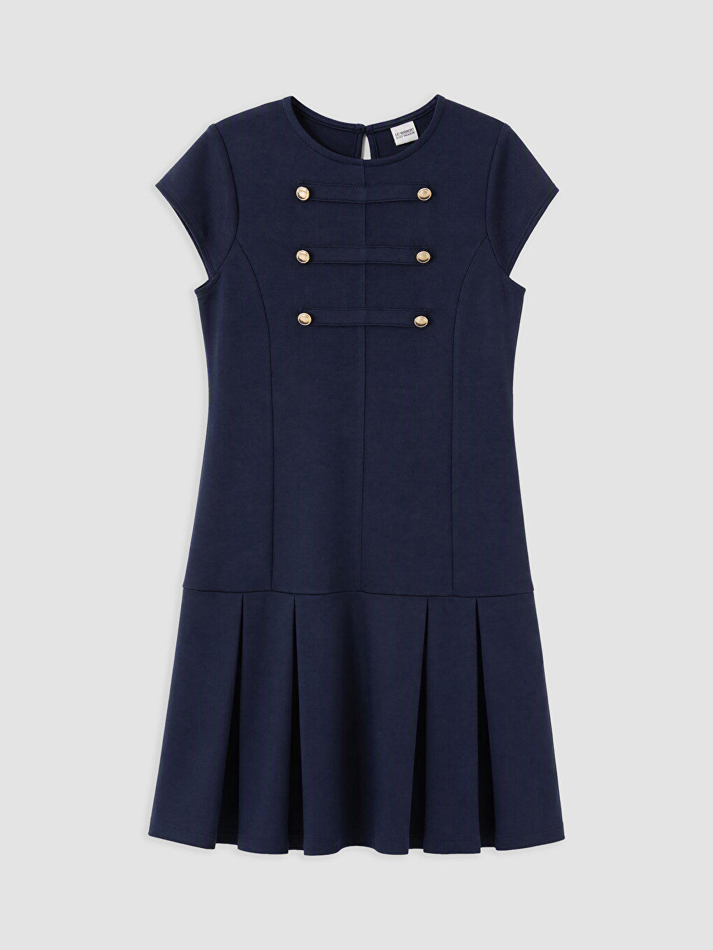 Button Detailed Pleated Girls' Dress