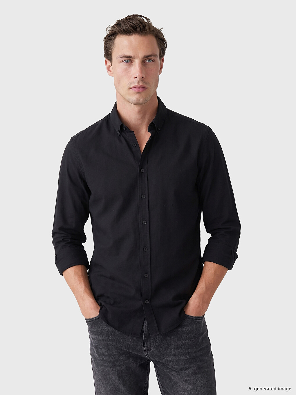 Siyah Regular Fit Erkek Gömlek