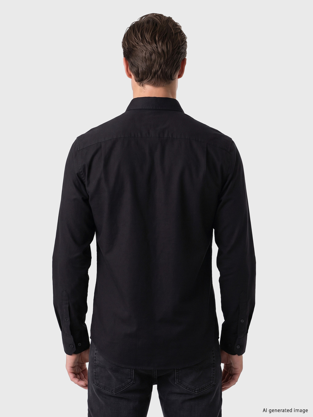 Siyah Regular Fit Erkek Gömlek-3