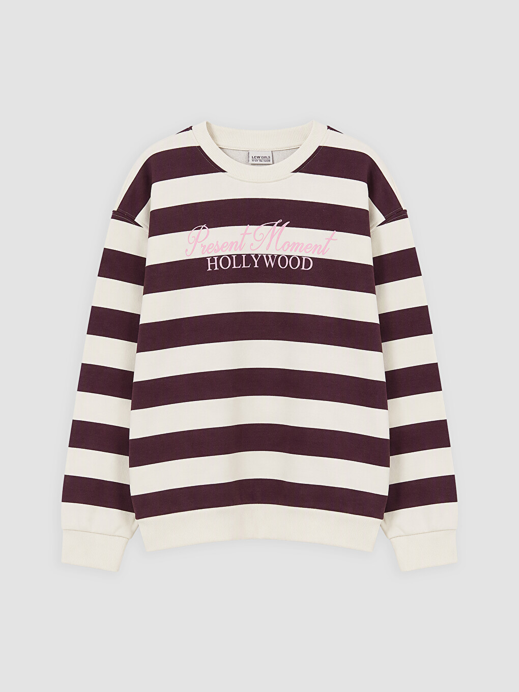 Bordo Çizgili Kız Çocuk Kalın Sweatshirt