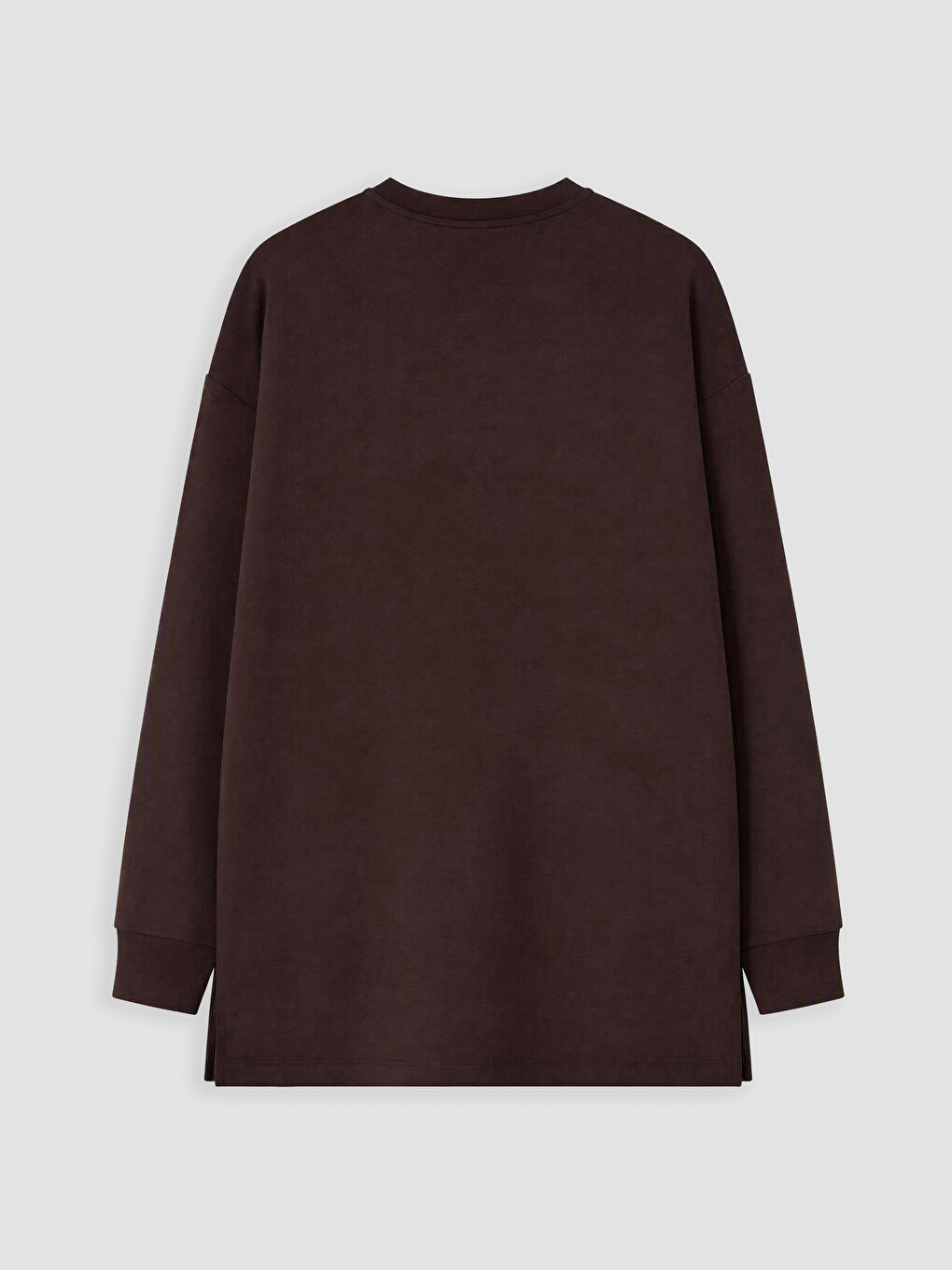 Kahverengi Soft Touch Oversize Kadın Sweatshirt Tunik-2