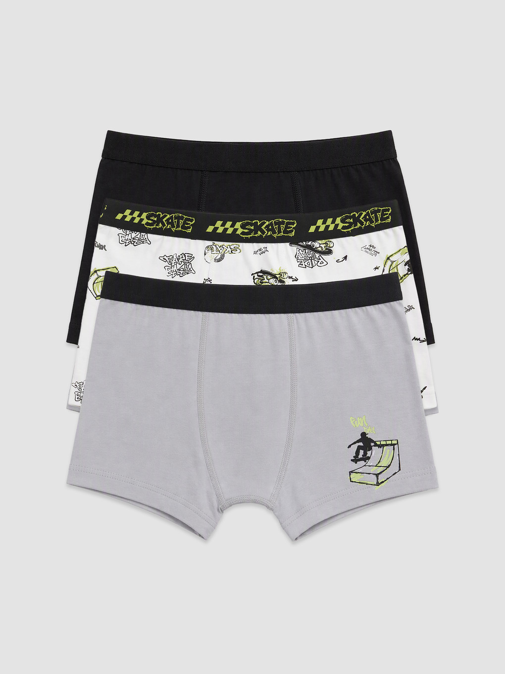 Beyaz 3'lü Erkek Çocuk Baskılı Boxer-5