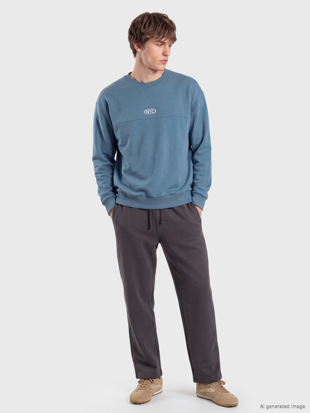 İndigo Nyc Nakışlı Erkek Sweatshirt-1