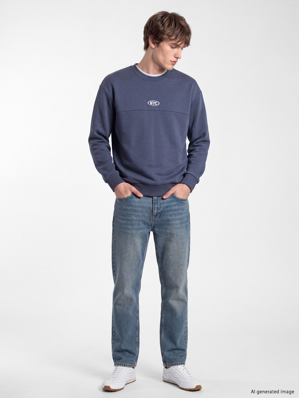 Antrasit Bisiklet Nyc Baskılı Erkek Sweatshirt-1