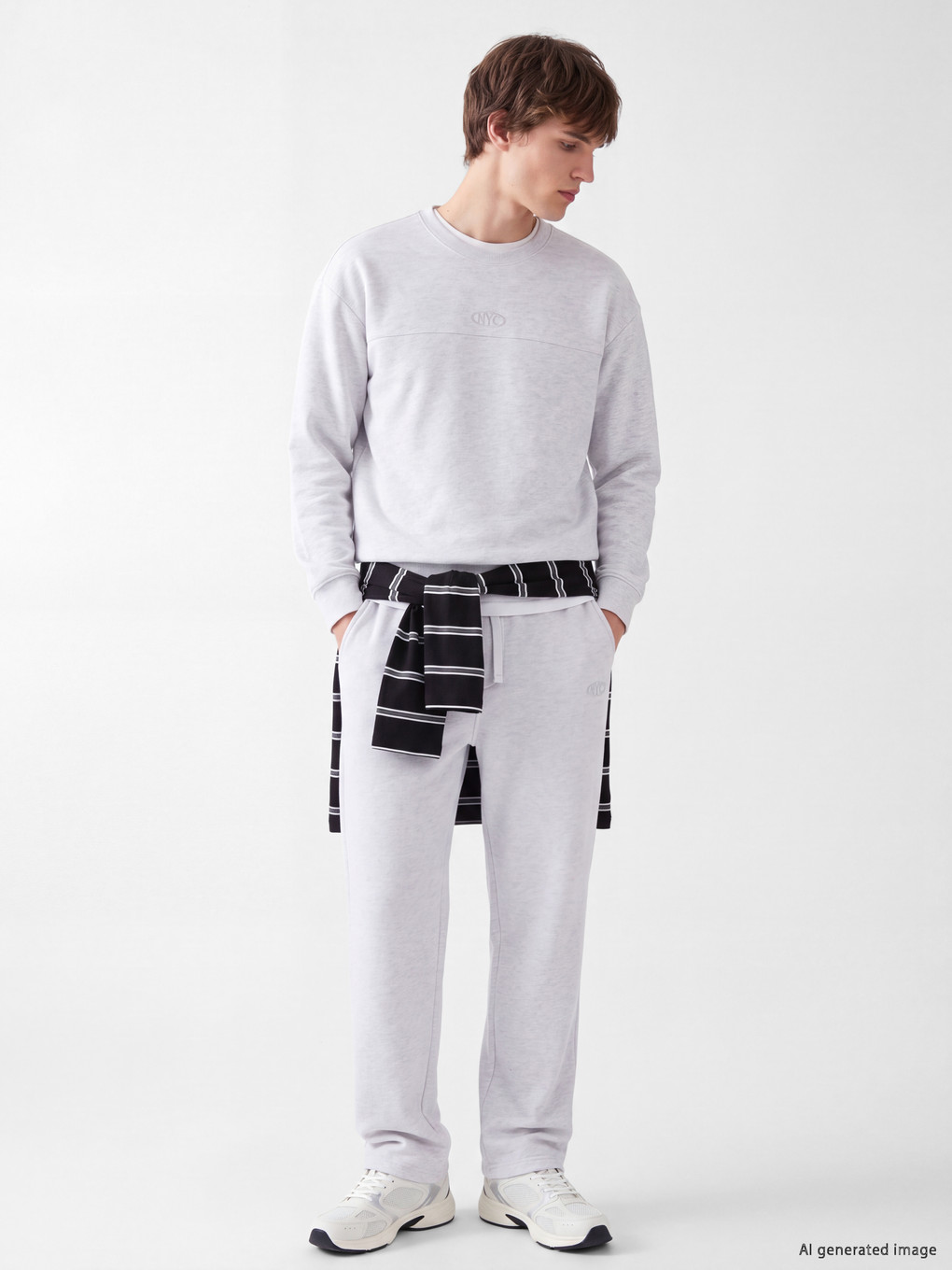 Gri Nyc Nakışlı Erkek Pantolon