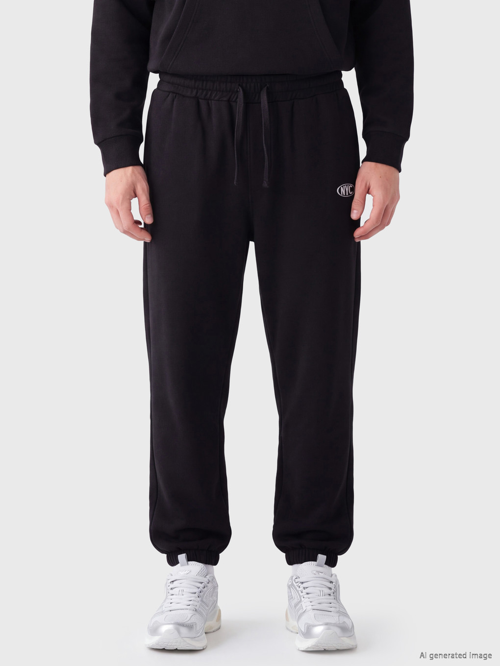 Siyah Nyc Nakış Detaylı Erkek Jogger Eşofman Altı-1