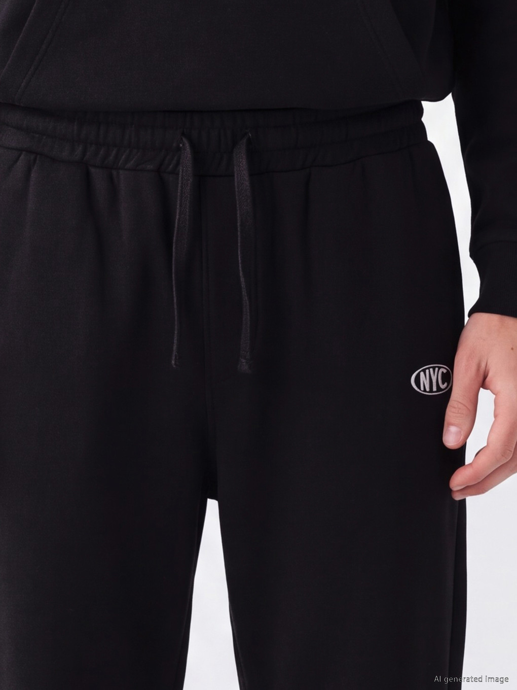 Siyah Nyc Nakış Detaylı Erkek Jogger Eşofman Altı-2