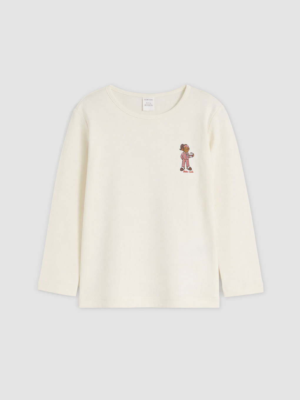 Ekru Yeni Yıl Temalı Kız Çocuk Pijama Takım-1