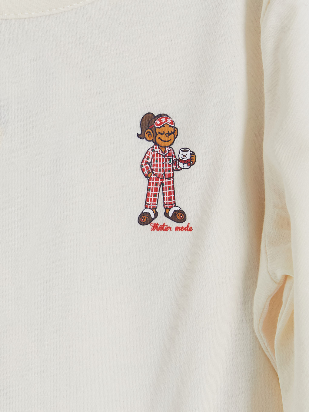 Ekru Yeni Yıl Temalı Kız Çocuk Pijama Takım-2