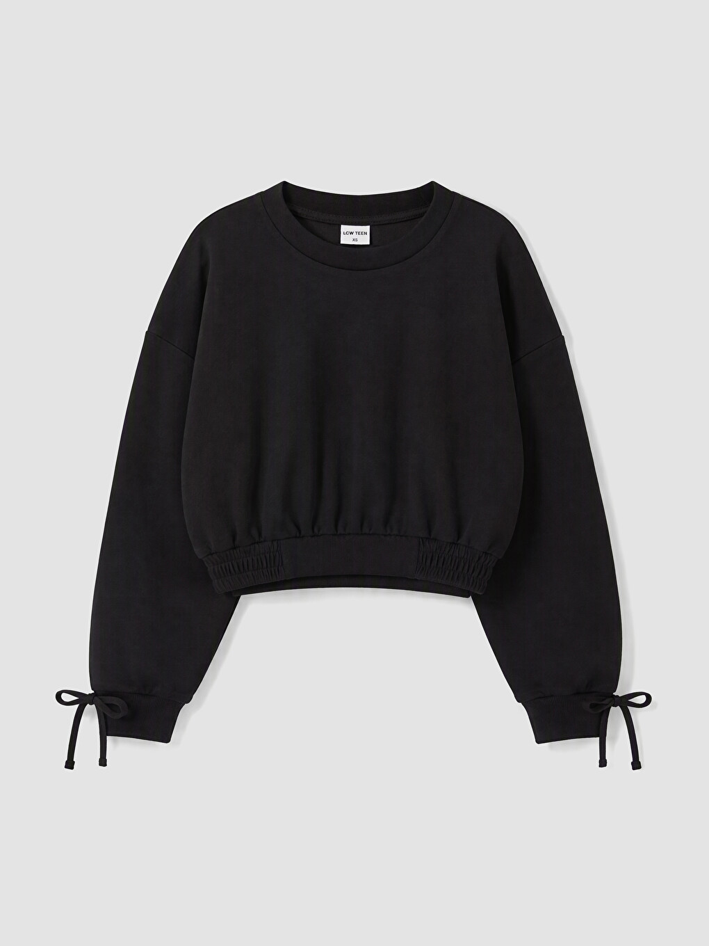 Siyah Bisiklet Yaka Genç Kız Sweatshirt-3
