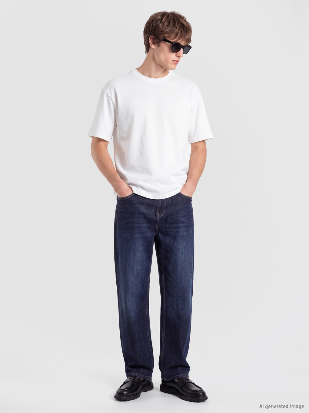 Lacivert Loose Fit Erkek Jean Pantolon