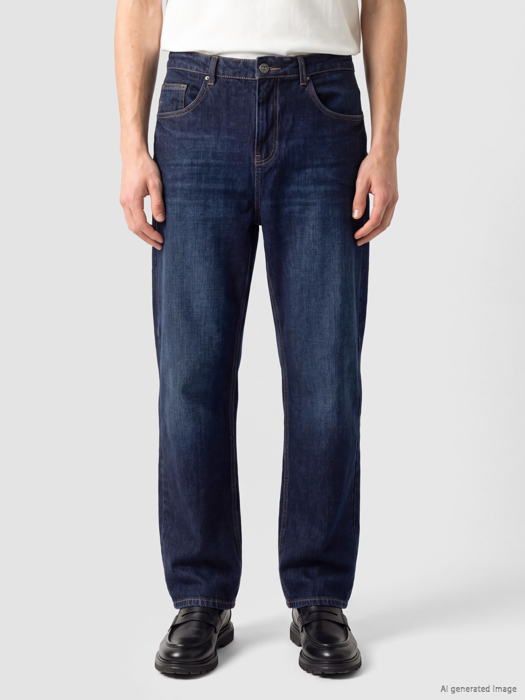 Lacivert Loose Fit Erkek Jean Pantolon-1