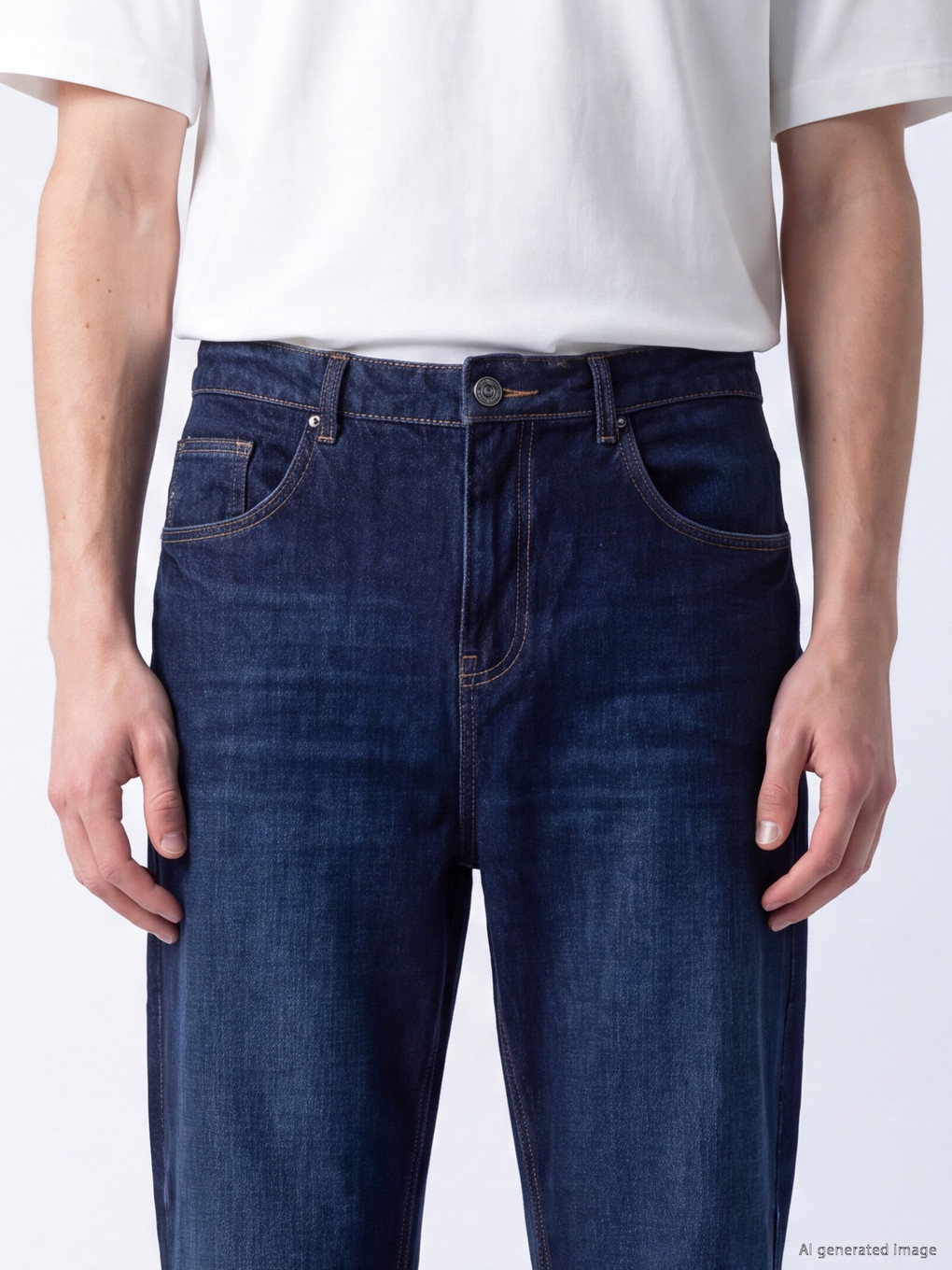 Lacivert Loose Fit Erkek Jean Pantolon-2