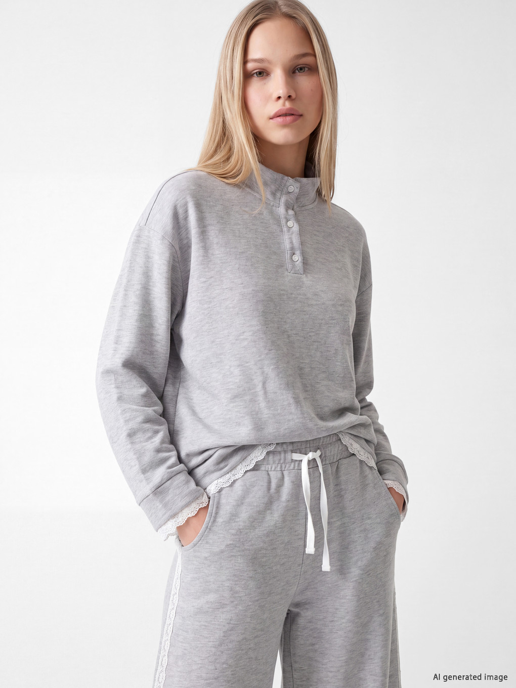 Natuvera Mock Neck Laced Women's Sweatshirt - W6JM63Z8-ZZD | LC
