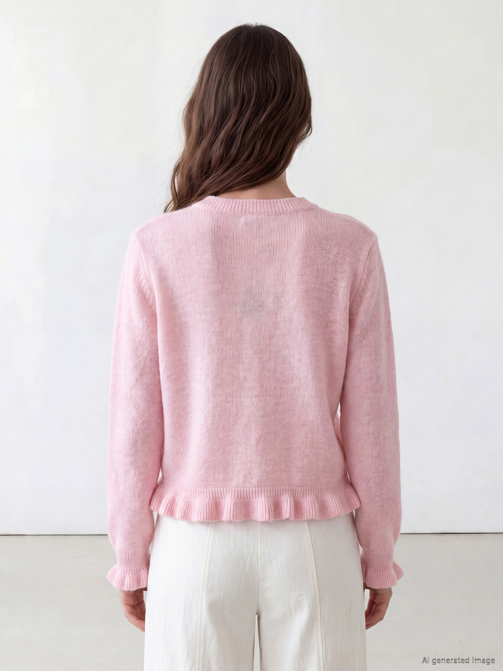 Pembe Bisiklet Yaka Kadın Triko Hırka-3