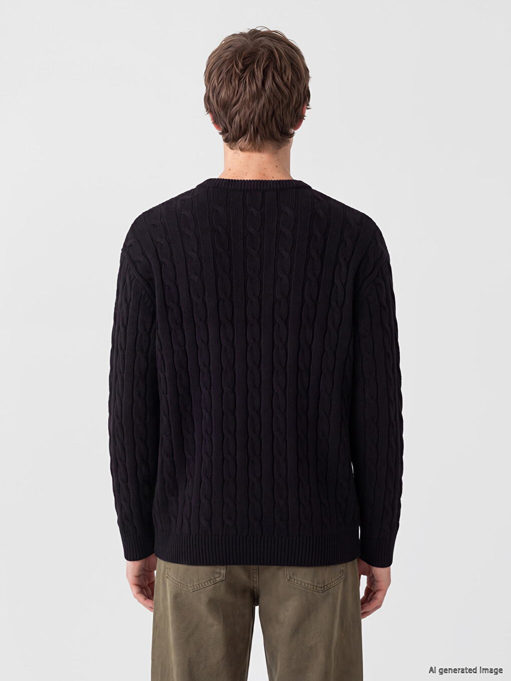 Pull-over En Maille Torsadée À Col Rond Pour Homme-3