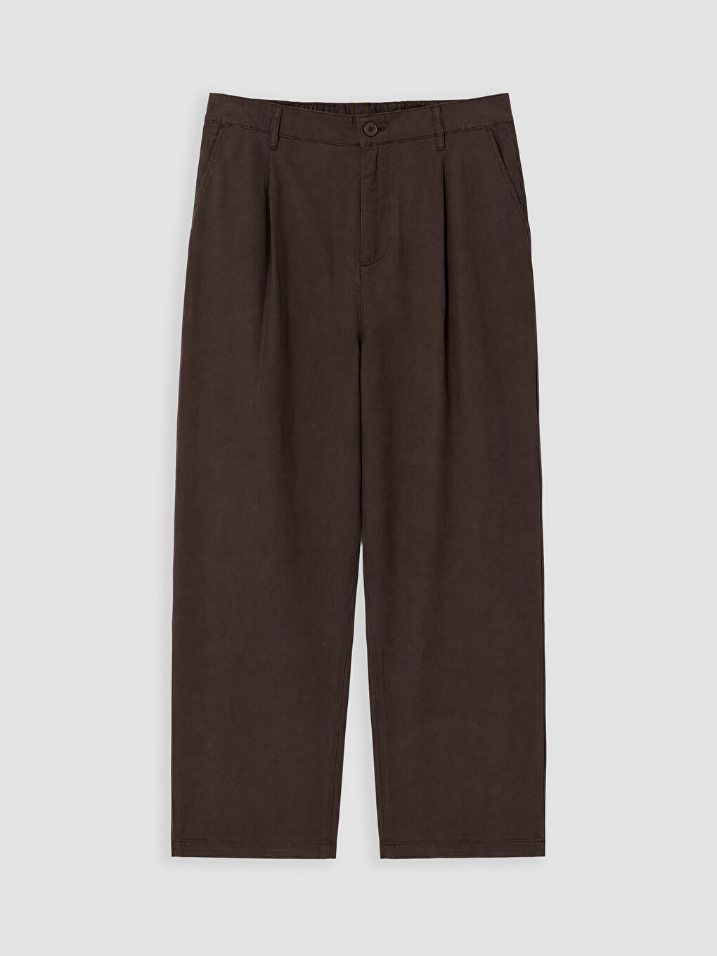 Kahverengi Loose Fit Erkek Pileli Pantolon
