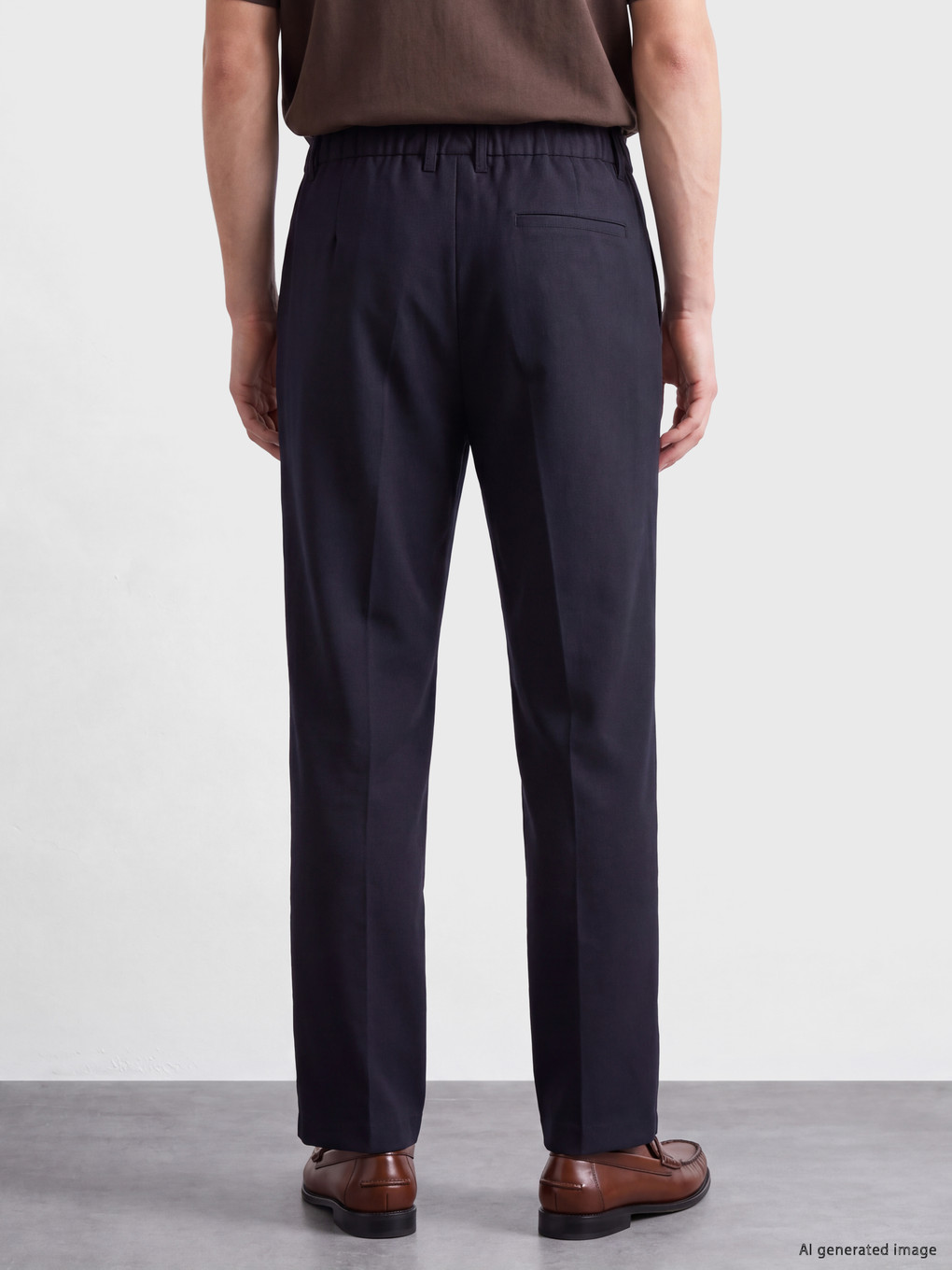 Lacivert Loose Fit Erkek Pileli Pantolon-3