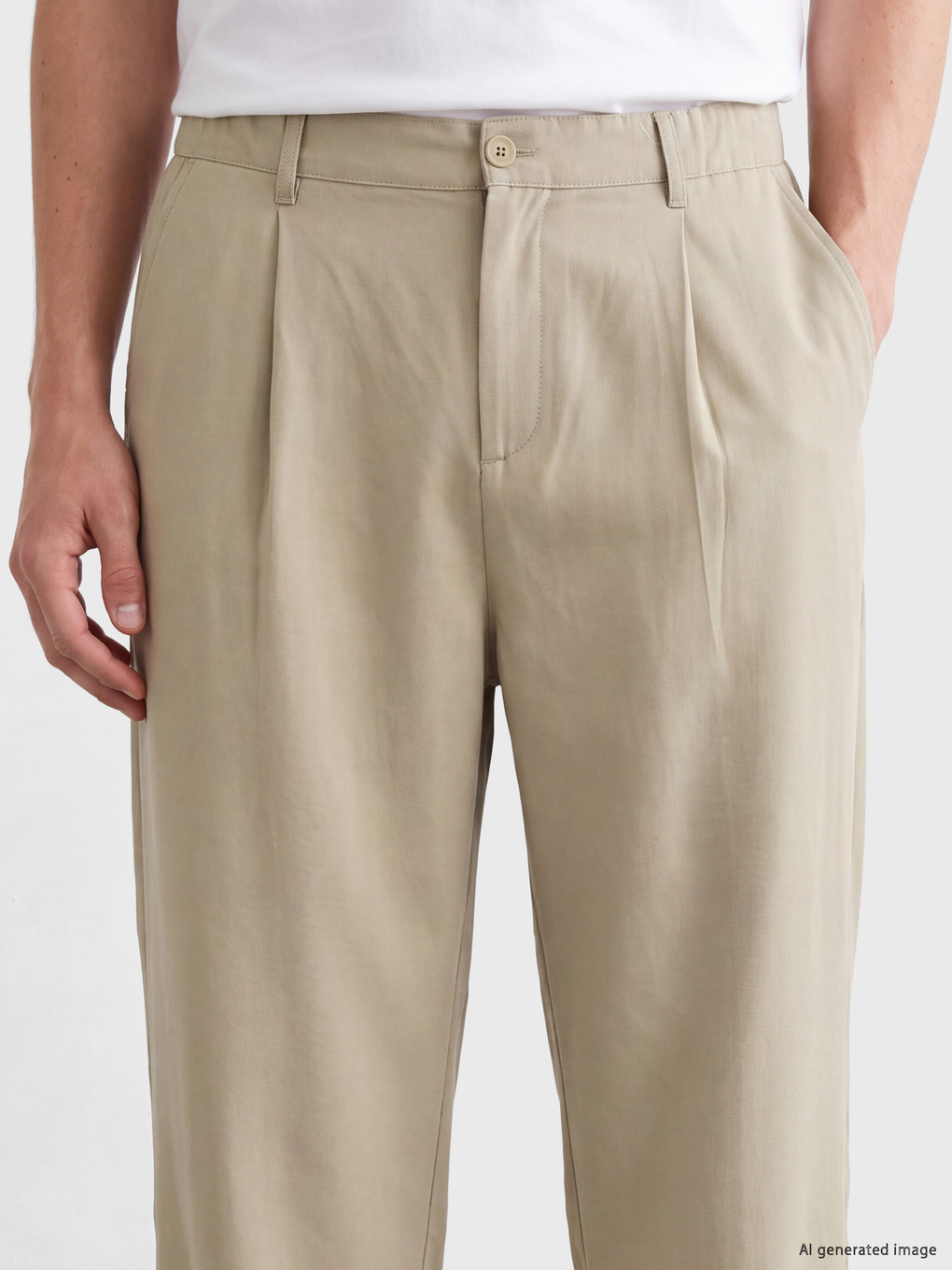 Yeşil Loose Fit Erkek Pileli Pantolon-2