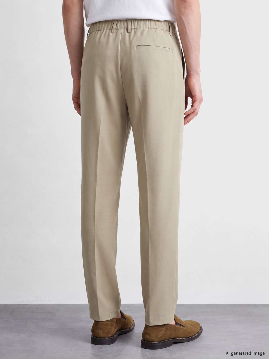 Yeşil Loose Fit Erkek Pileli Pantolon-3