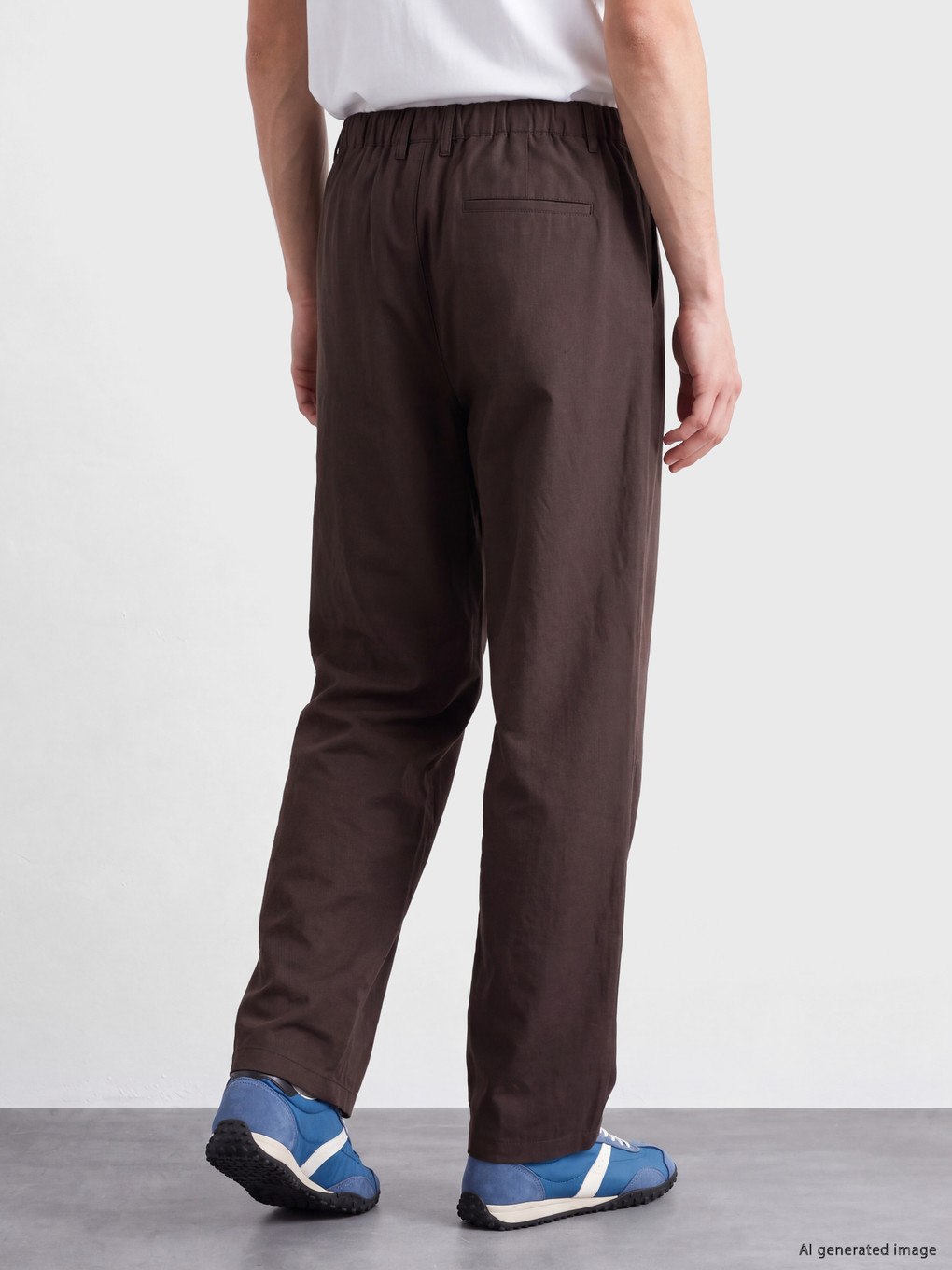 Kahverengi Loose Fit Erkek Pileli Pantolon-3