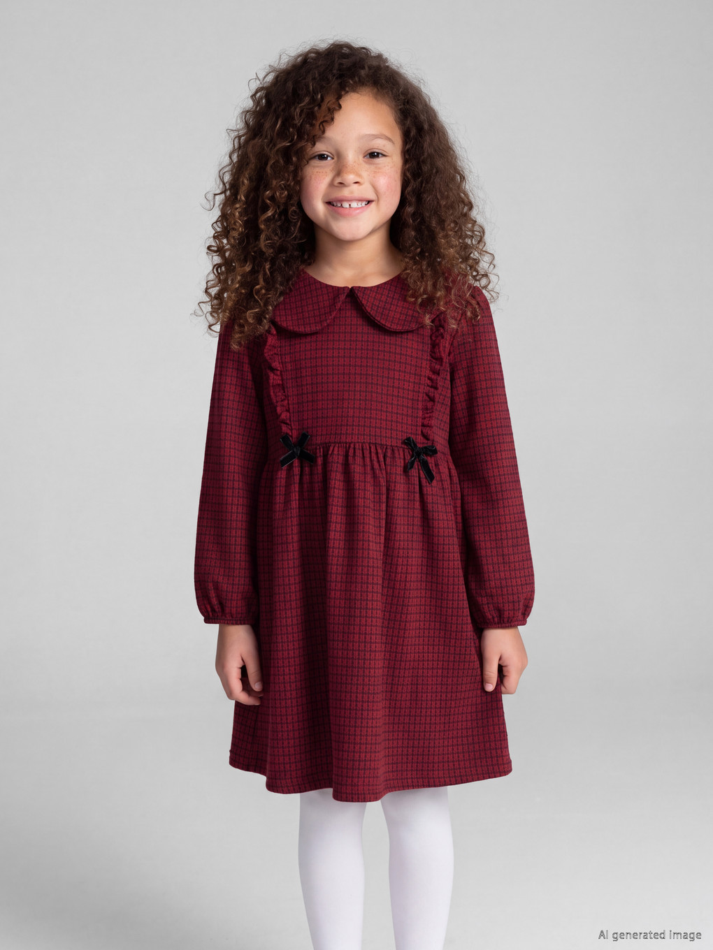 Peter Pan Collar Plaid Girls' Dress-1