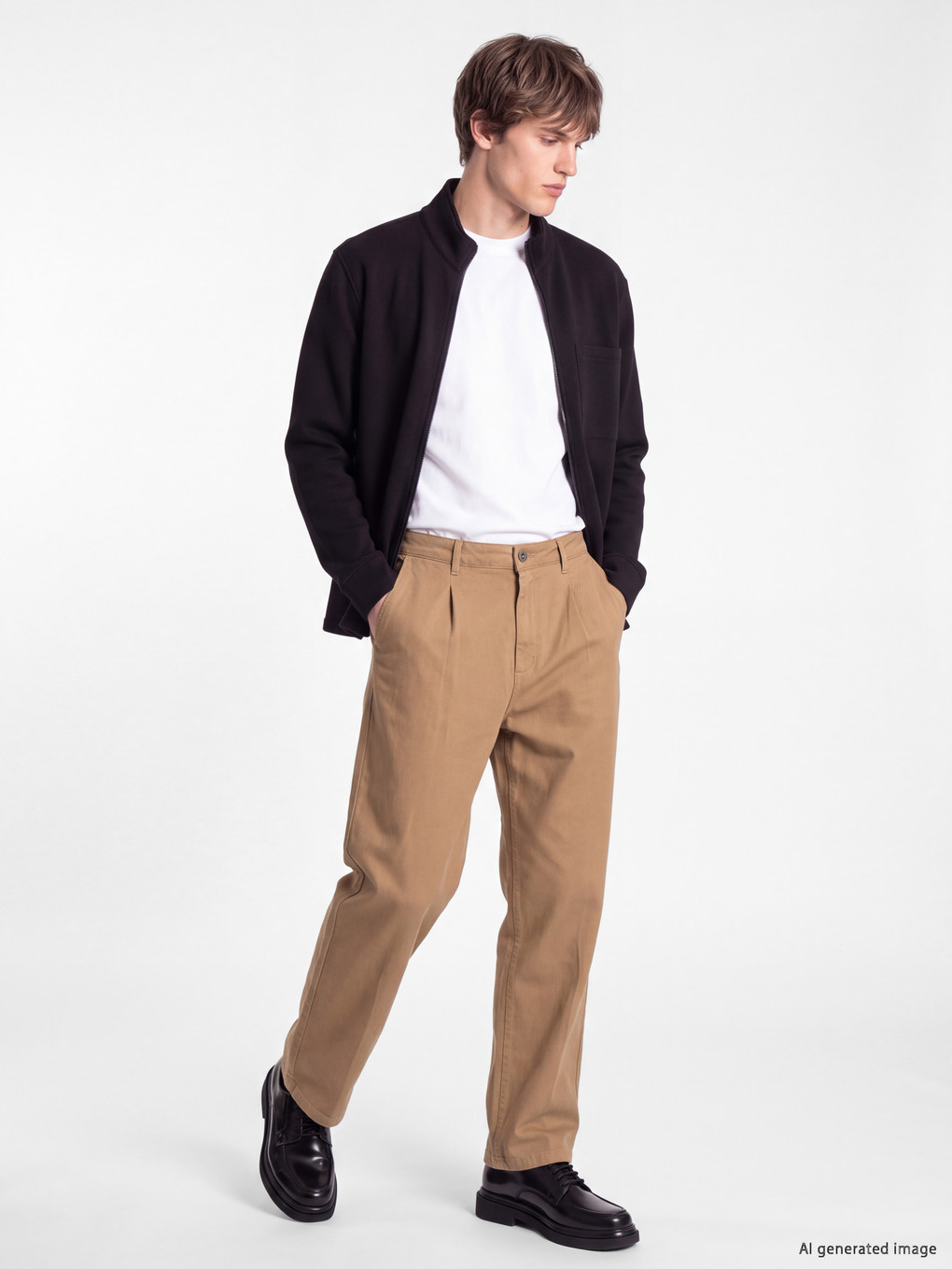 Bej Relax Fit Erkek Pileli Pantolon