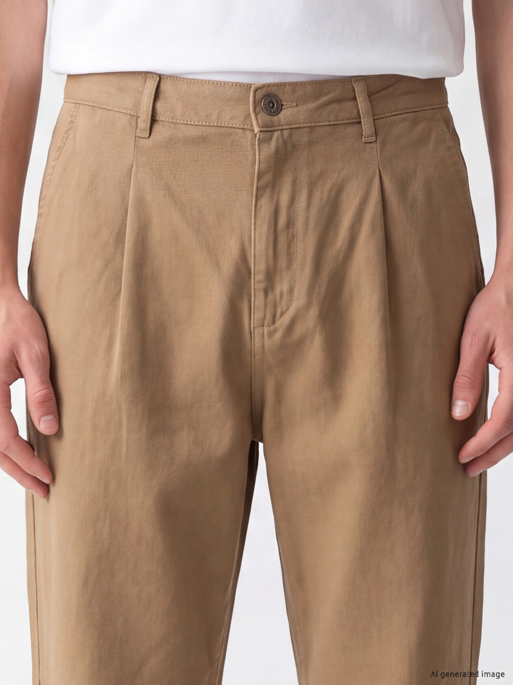 Bej Relax Fit Erkek Pileli Pantolon-2