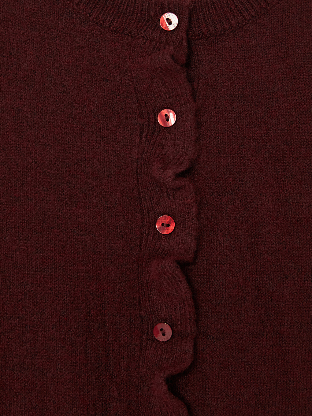 Bordo Bisiklet Yaka Kadın Triko Hırka-2