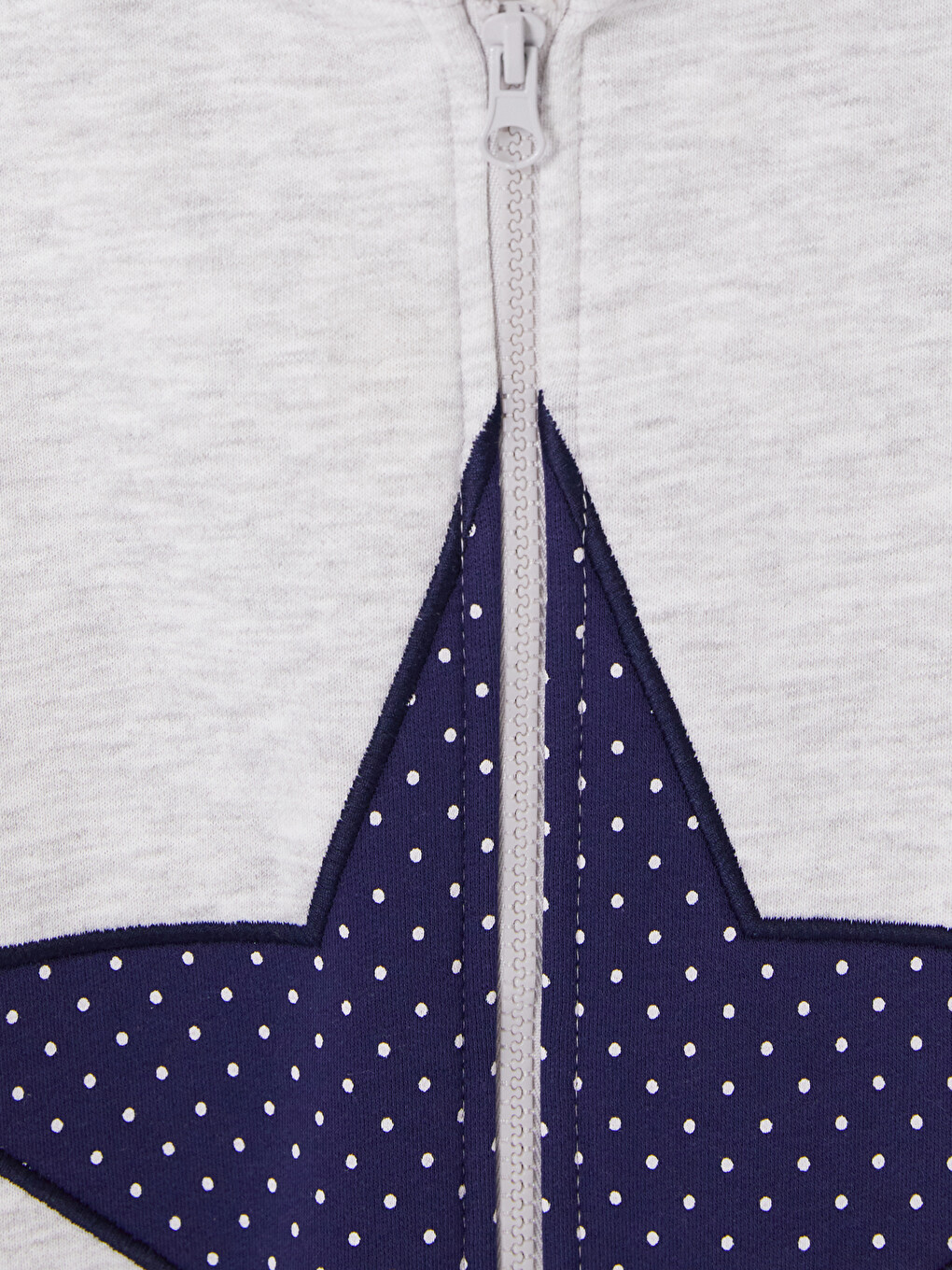 Gri Yıldız Nakışlı Kız Çocuk Fermuarlı Sweatshirt-1