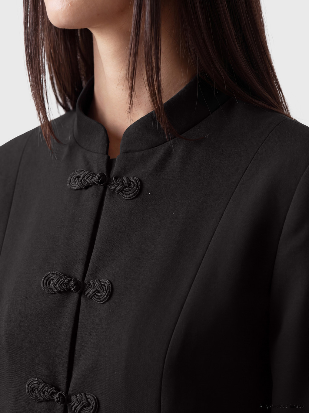 Grandad Collar China Buttoned Women's Jacket-2
