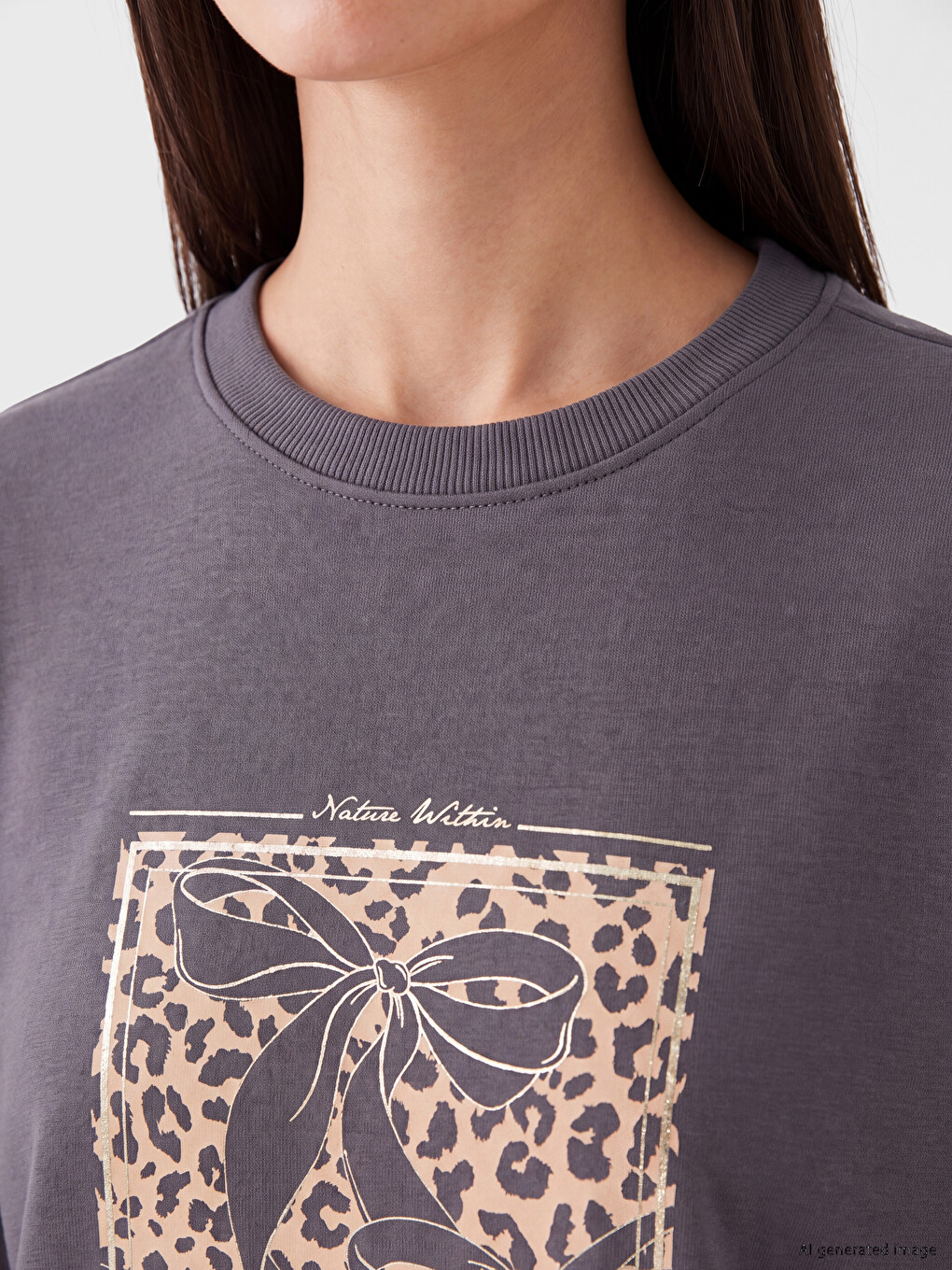Gri Soft Touch Oversze Kadın Sweatshirt Tunik-2