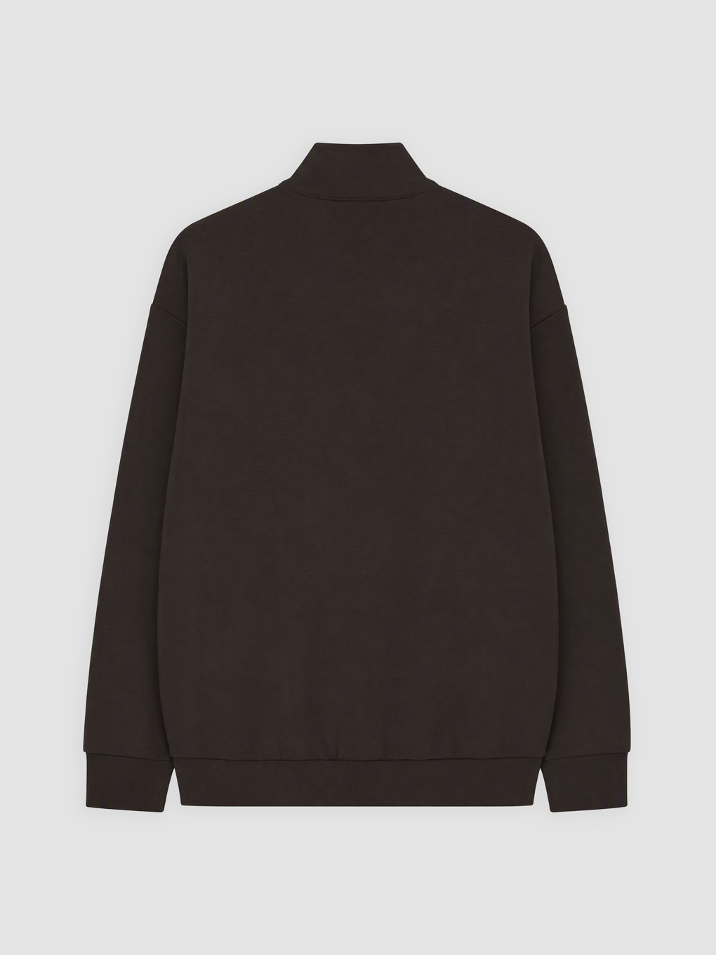 Kahverengi Fermuarlı Dik Yaka Erkek Sweatshirt-1