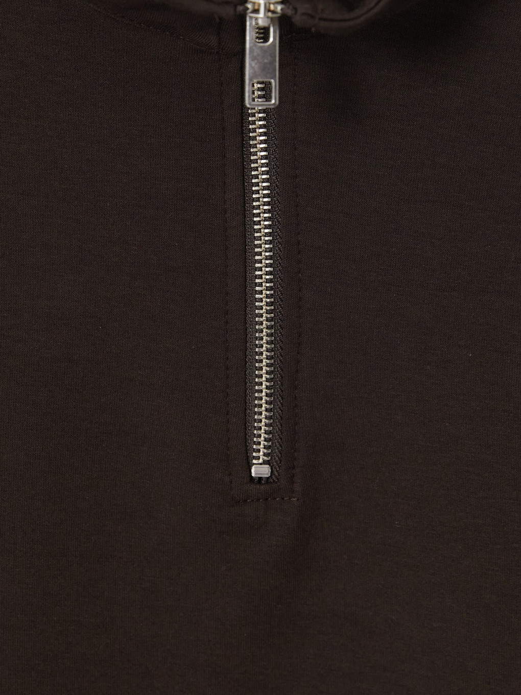 Kahverengi Fermuarlı Dik Yaka Erkek Sweatshirt-2