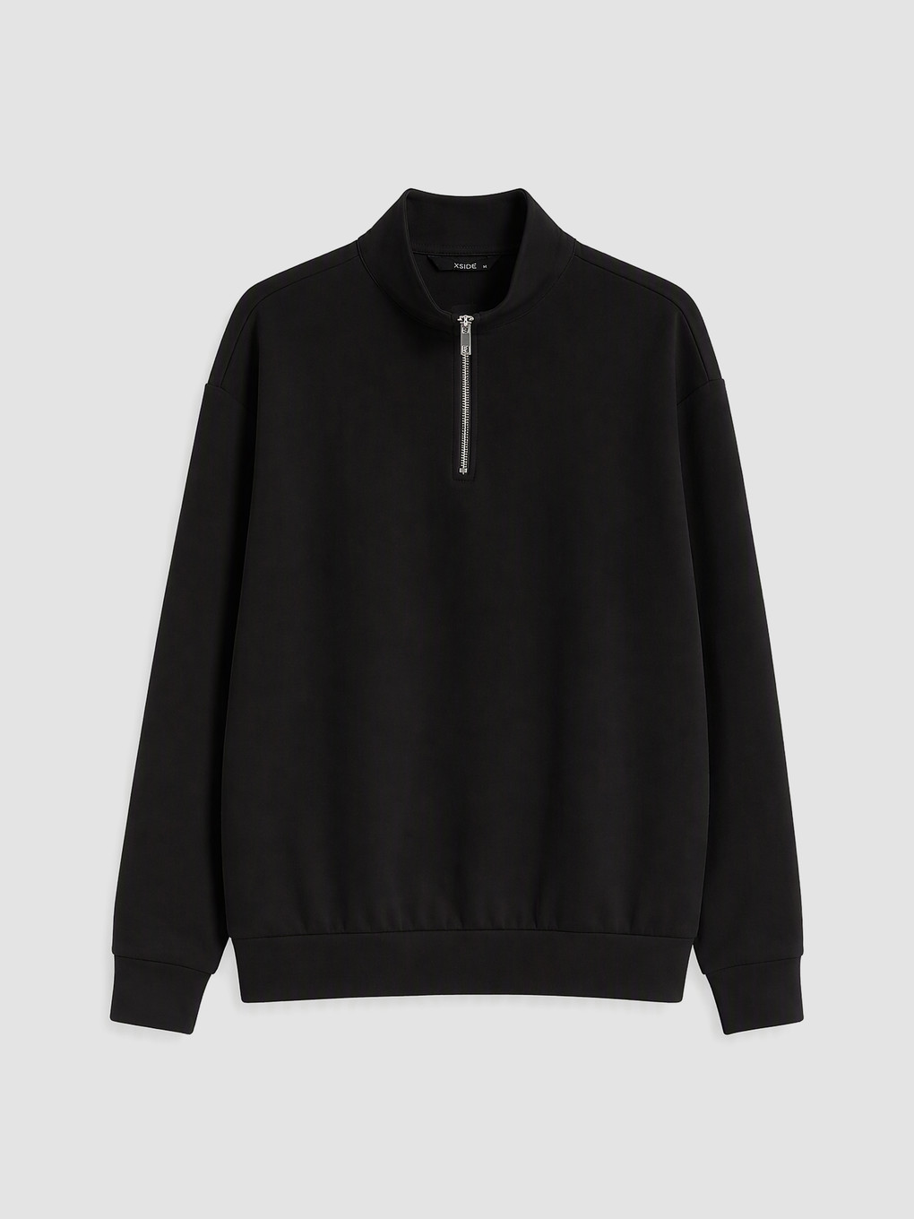 Siyah Dik Yaka Erkek Sweatshirt